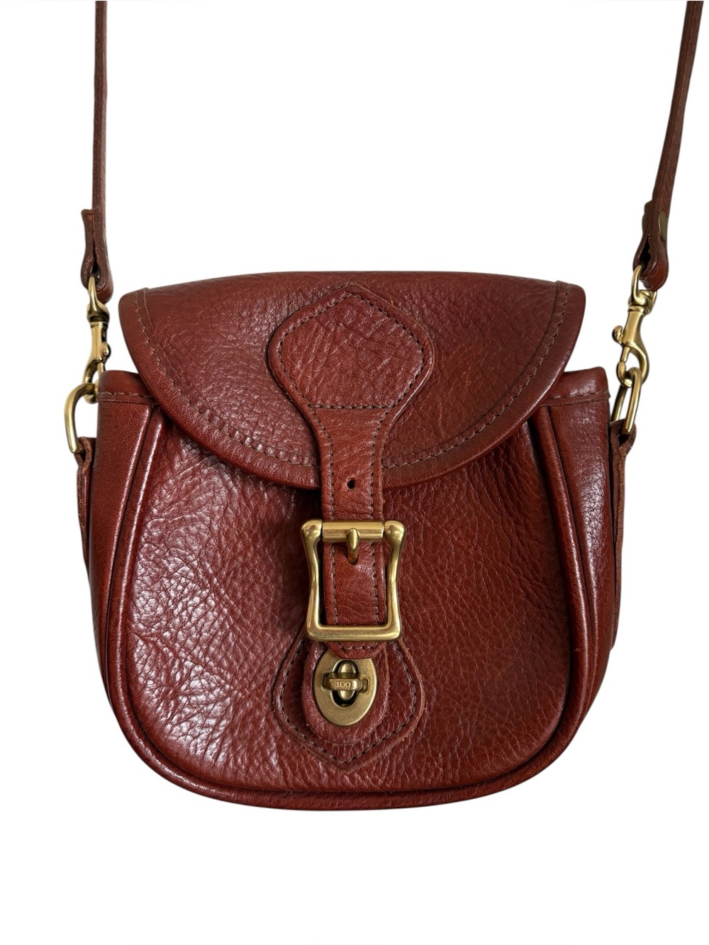 J.W. Hulme Mini Legacy Brown Pebbled Leather Shoulder Bag Crossbody Purse USA